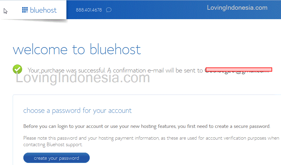 sign up complete - bluehost - cara daftar hosting di bluehost
